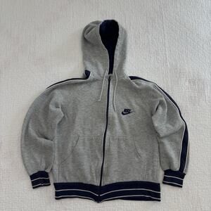 VTG Mens Nike Full Zip Hoodie Blue Tag Gray Navy size Small